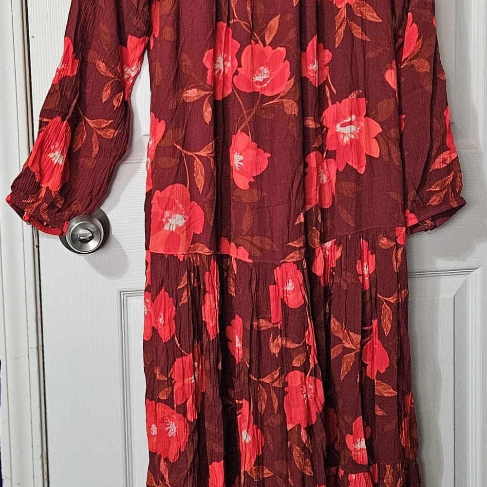 Sonoma Good For Life Red Floral Women's Tiered Dress